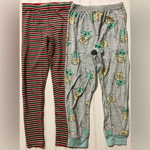 2‎ Pairs of Pants Holiday Time and Star Wars size 7/8 Pajamas Leggings Red Green